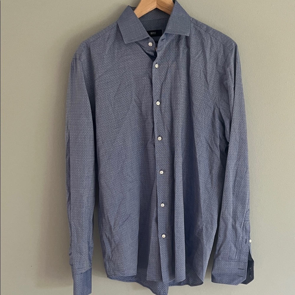 Hugo Boss Blue Button Down Dress Shirt 15 1/2
